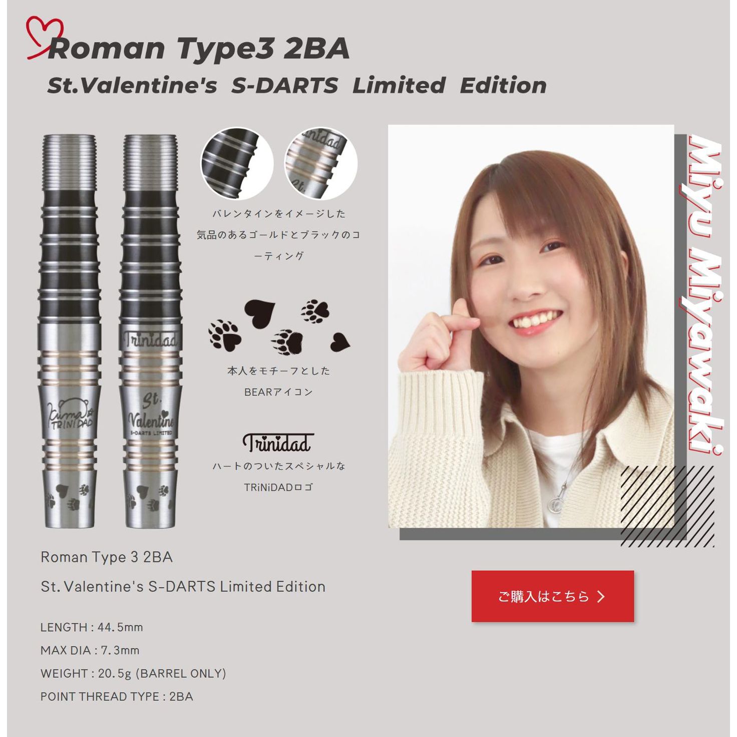 最安 宮脇実由 RomanType3 ローマン Limited 2BA Edition ダーツ 