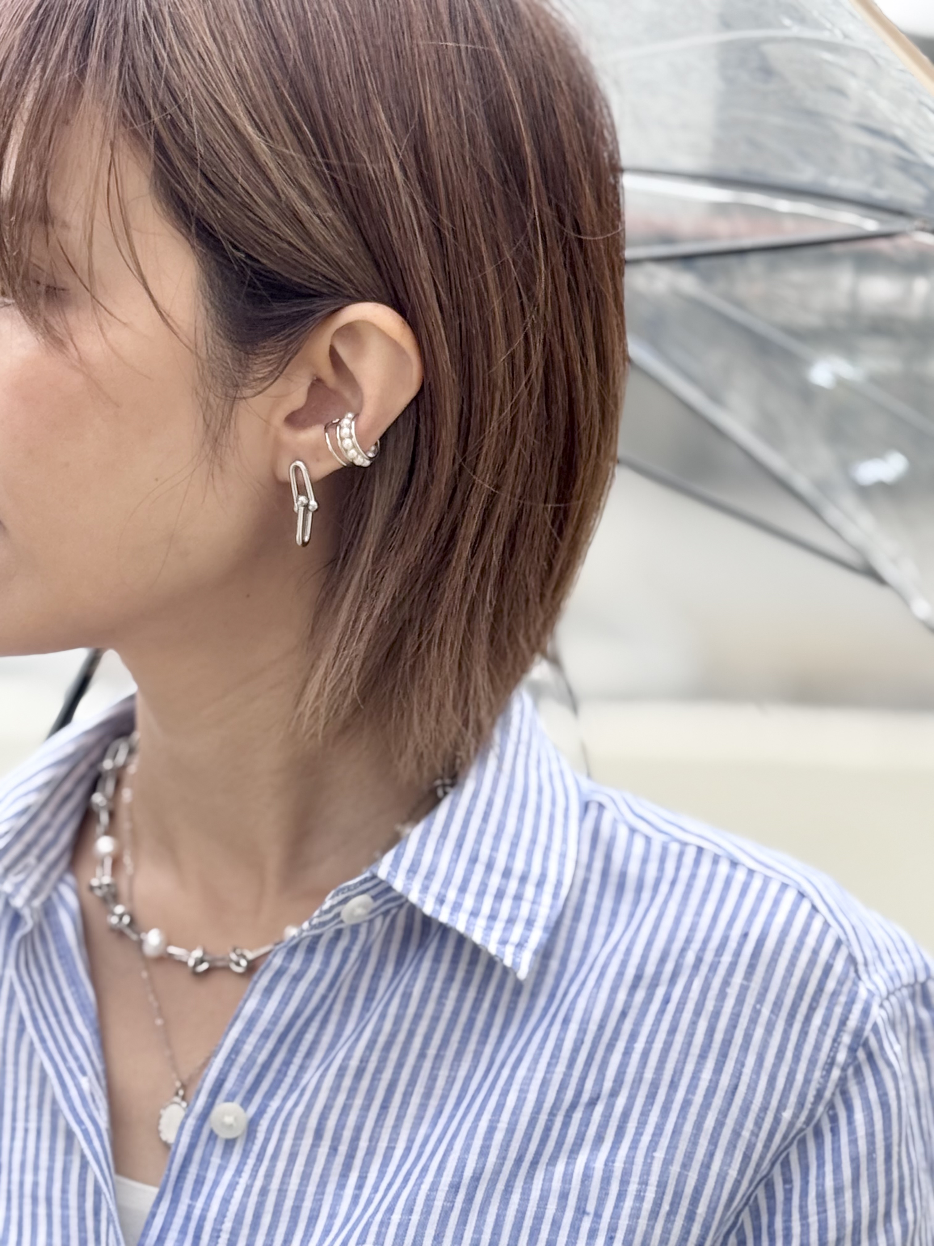 Sliver pearl stainless necklace