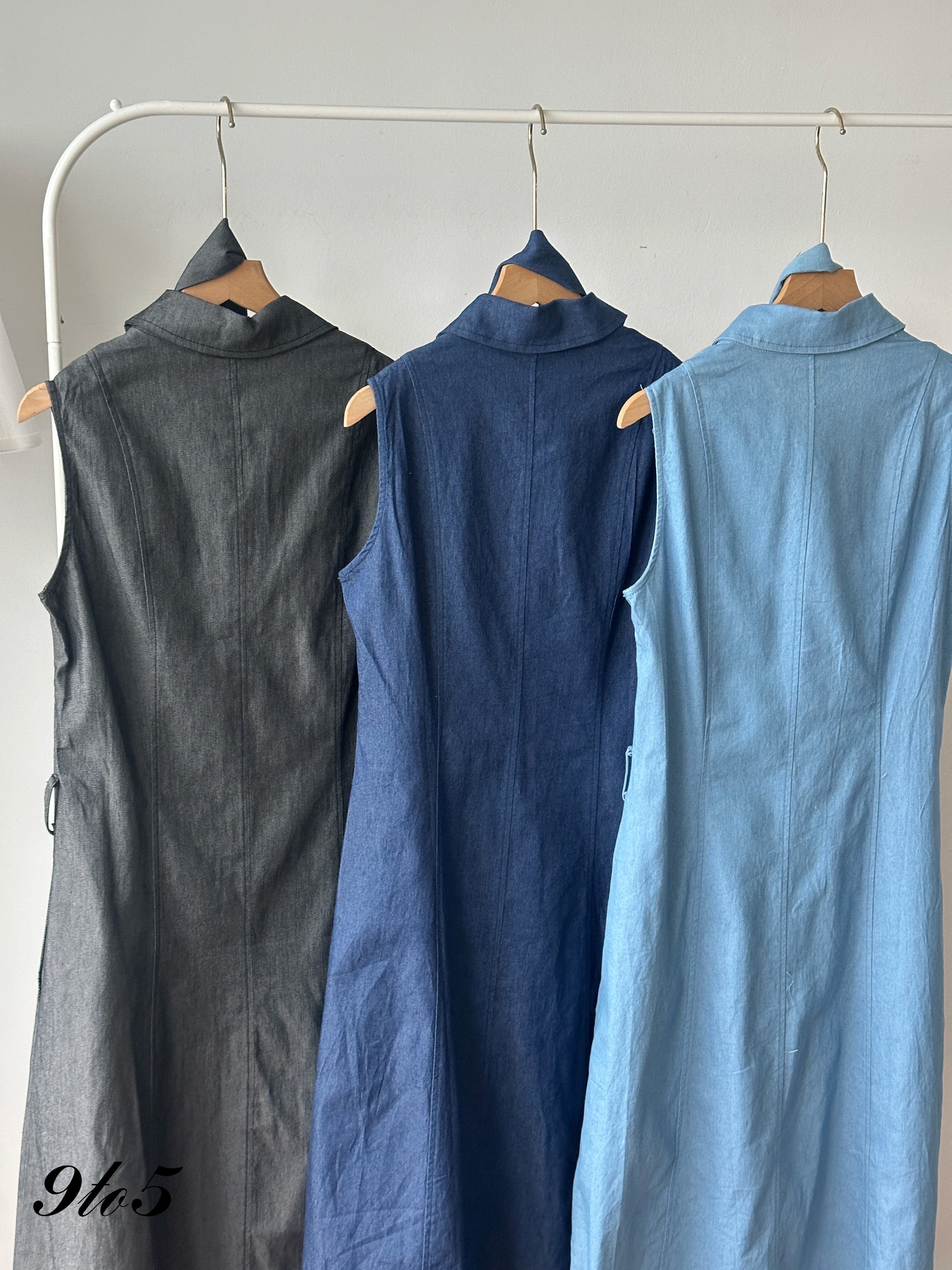 D2359 Sleeveless Denim Dress - 3 Colors 