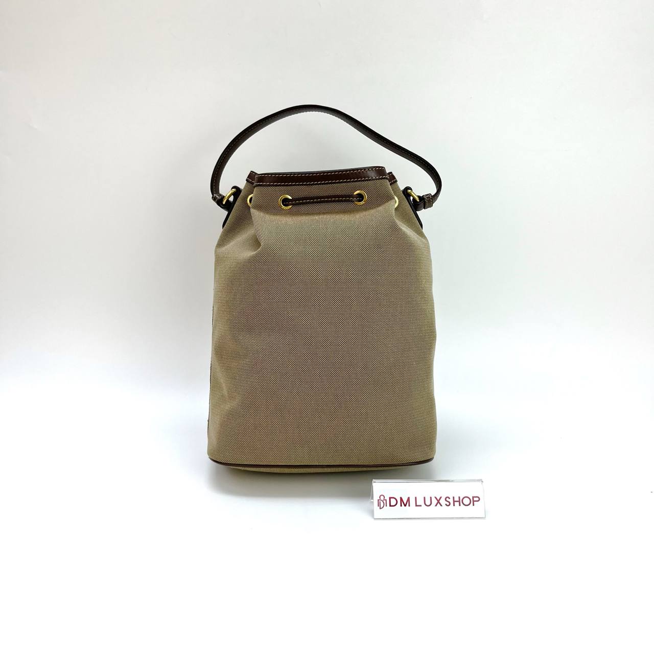 Prada Canvas Bucket Bag Dark Brown GHW