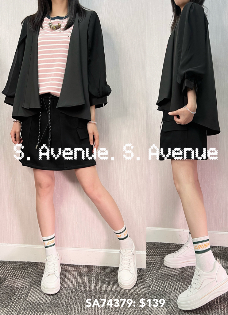 SA74379: 中袖袖有紗反領外套