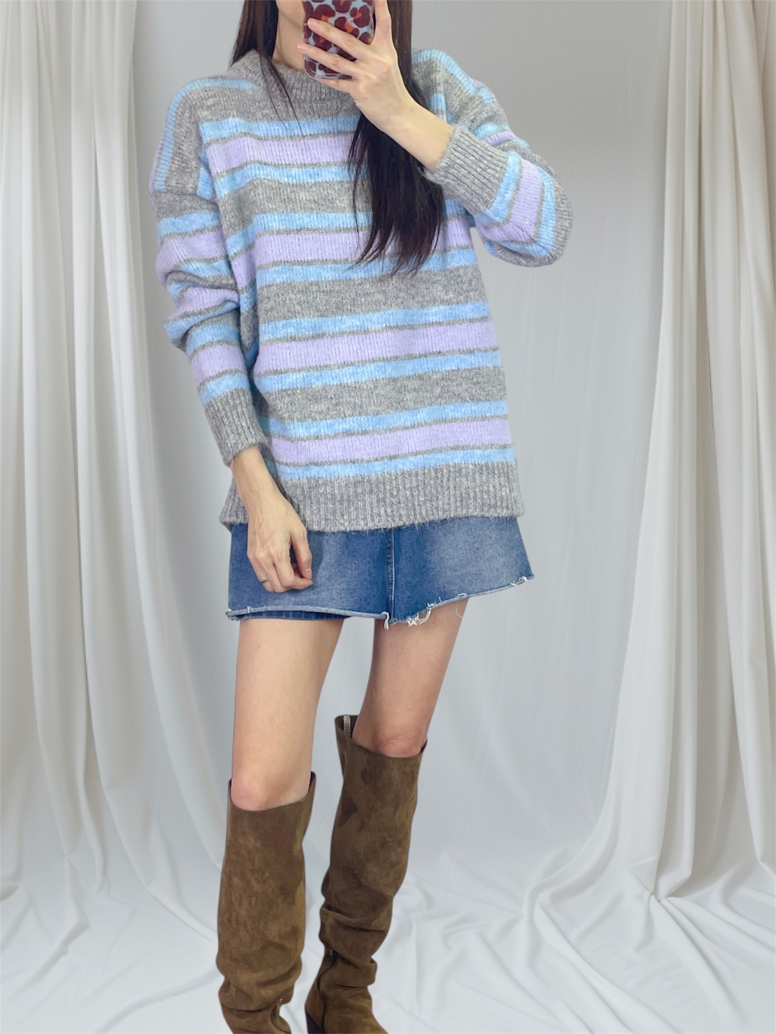 K5544 三色橫間針織