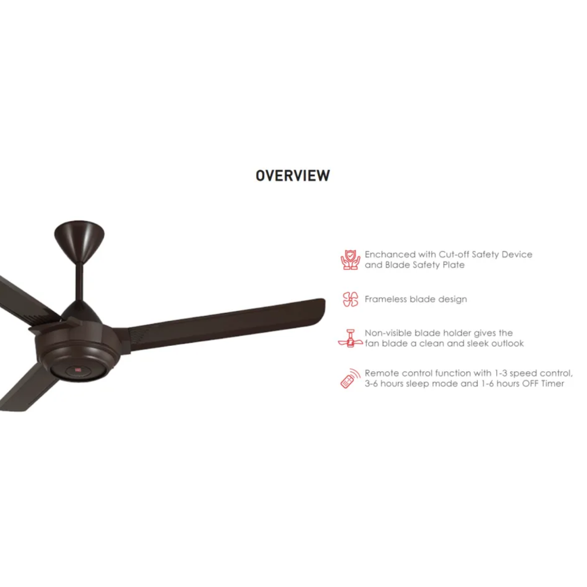 KDK 56" Ceiling Fan 3-Blade Black (K14XF-BK)