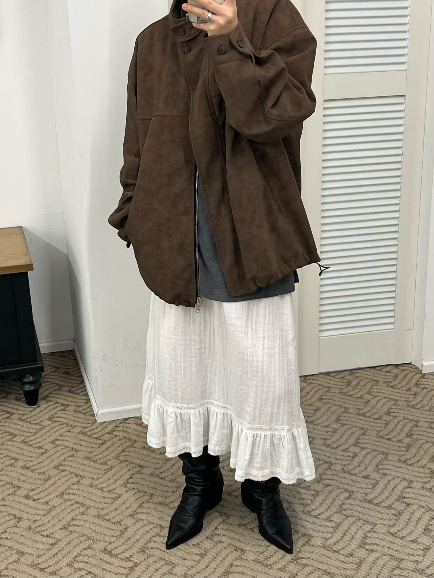 221626 側綁帶ruffle 腳長裙