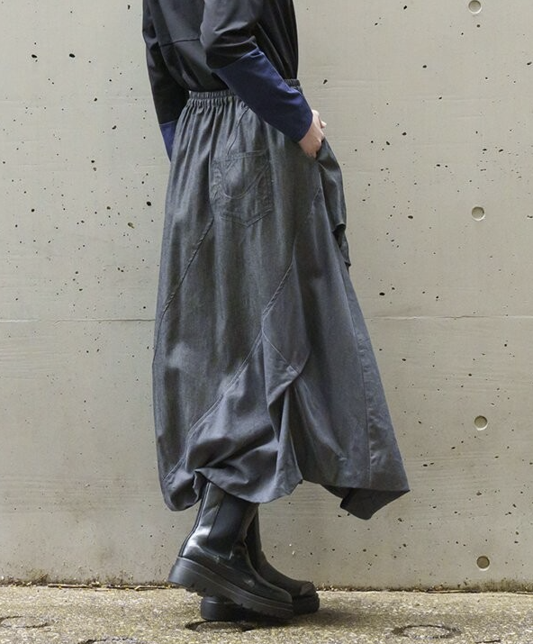 褶襇泡泡牛仔長裙 - 2026 流行穿搭  女士長裙 春秋冬時尚穿搭 成人休閒 日常穿搭 易於配搭 日本直送   #JP-I-260002