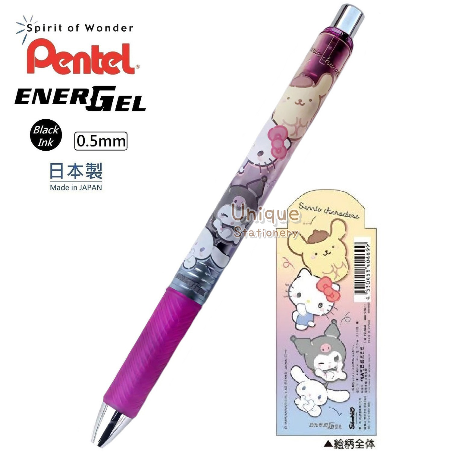 現貨｜Sanrio Characters 日本製 Pentel EnerGel 0.5mm 黑色 啫喱筆 (CR140469)