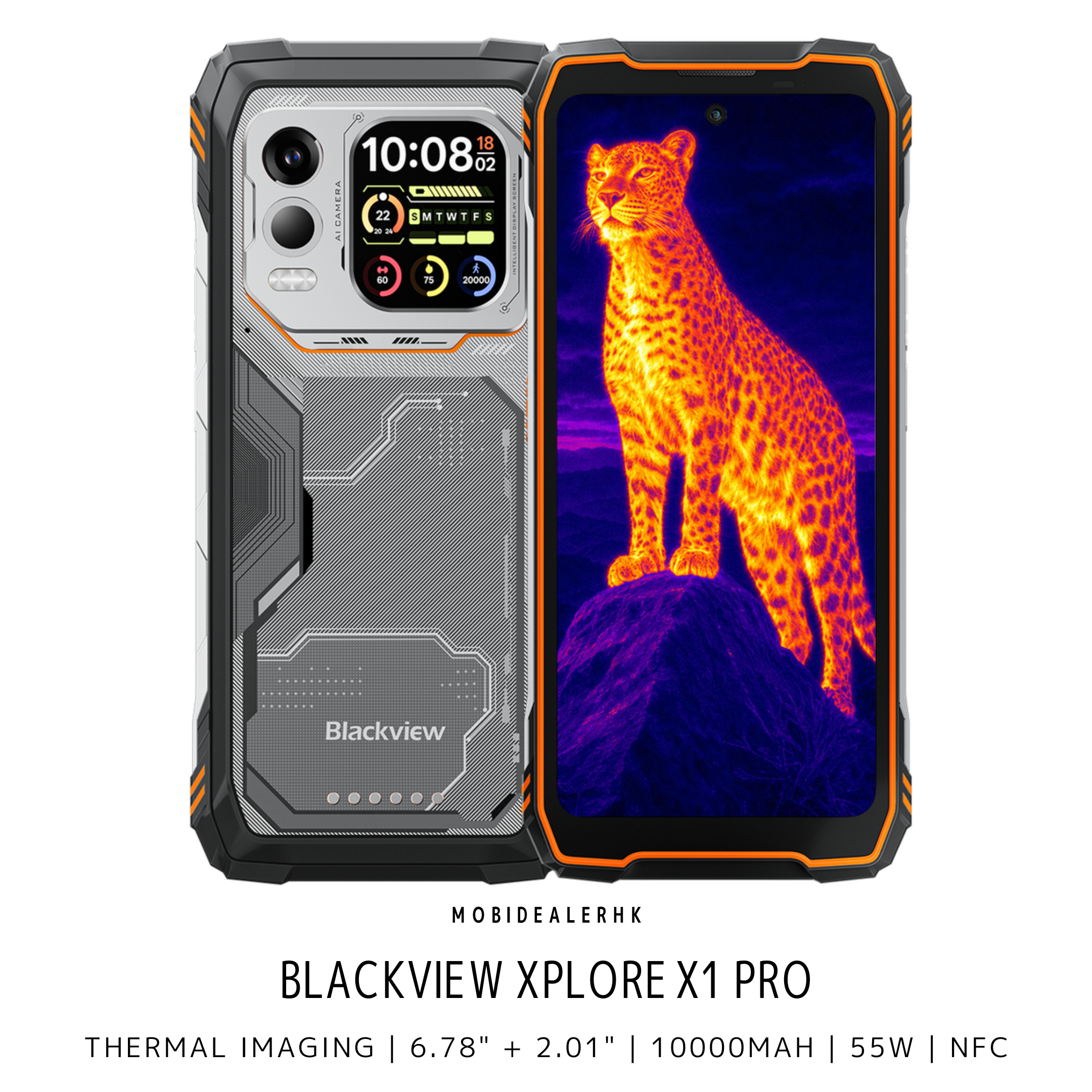 Blackview Xplore X1 Pro | 5G | 三防手機 | 熱感 | 6.78" + 2.01" | 10000mAh | 55W | 反向充電 | NFC