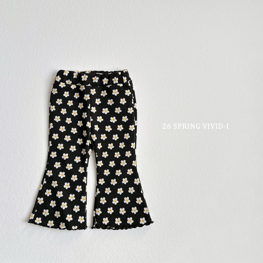 🌸預訂 韓國直送🌸🇰🇷VIVIDI七色春日風圖案花邊喇叭褲