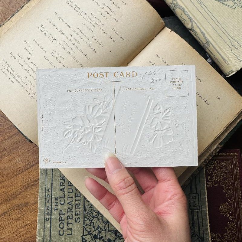 Antique Early 1900s Birthday Greeting Postcard -With Golden Foil and Embossed Pattern (MT2305-2)