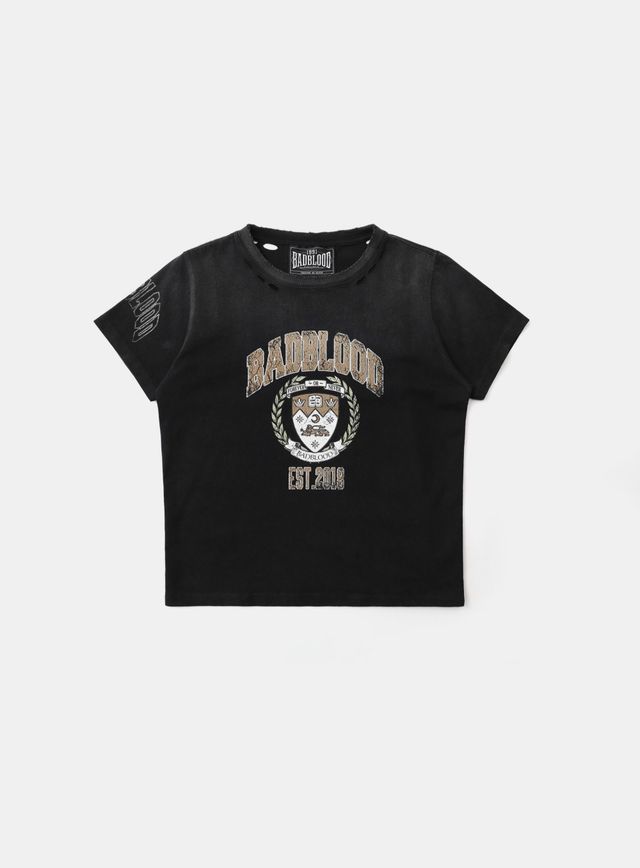 Badblood [w-tee25-061] Workshop Print Distressed T-Shirt