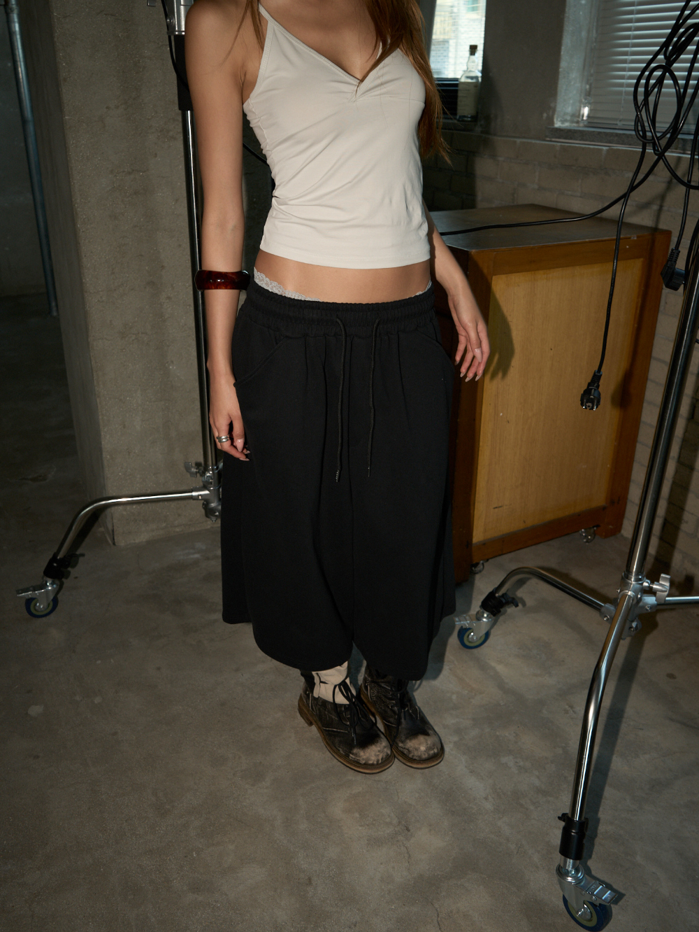 Back Pocket Eyelet Bermuda Pants