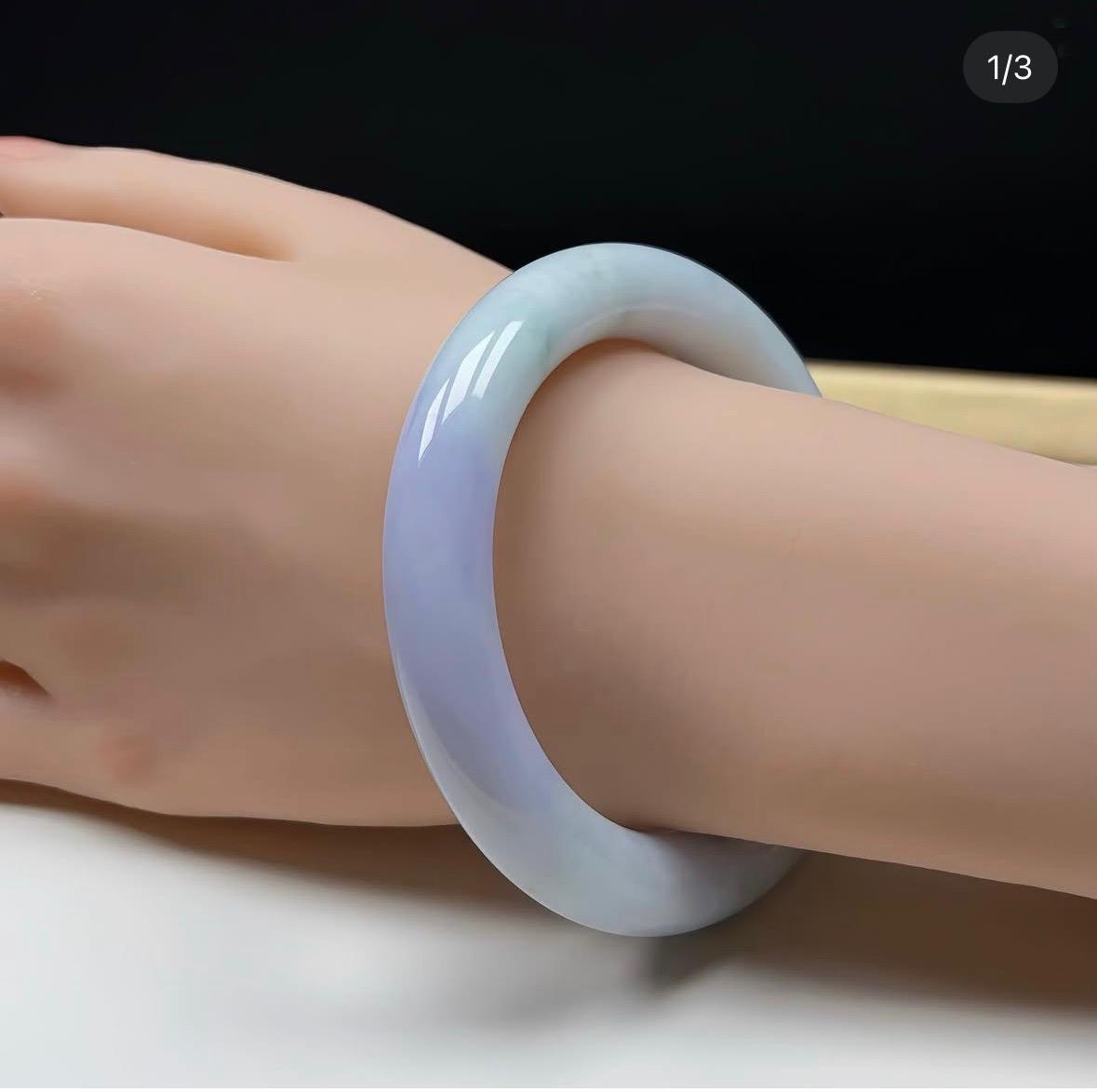 56mm 茄子飄綠花翡翠圓條