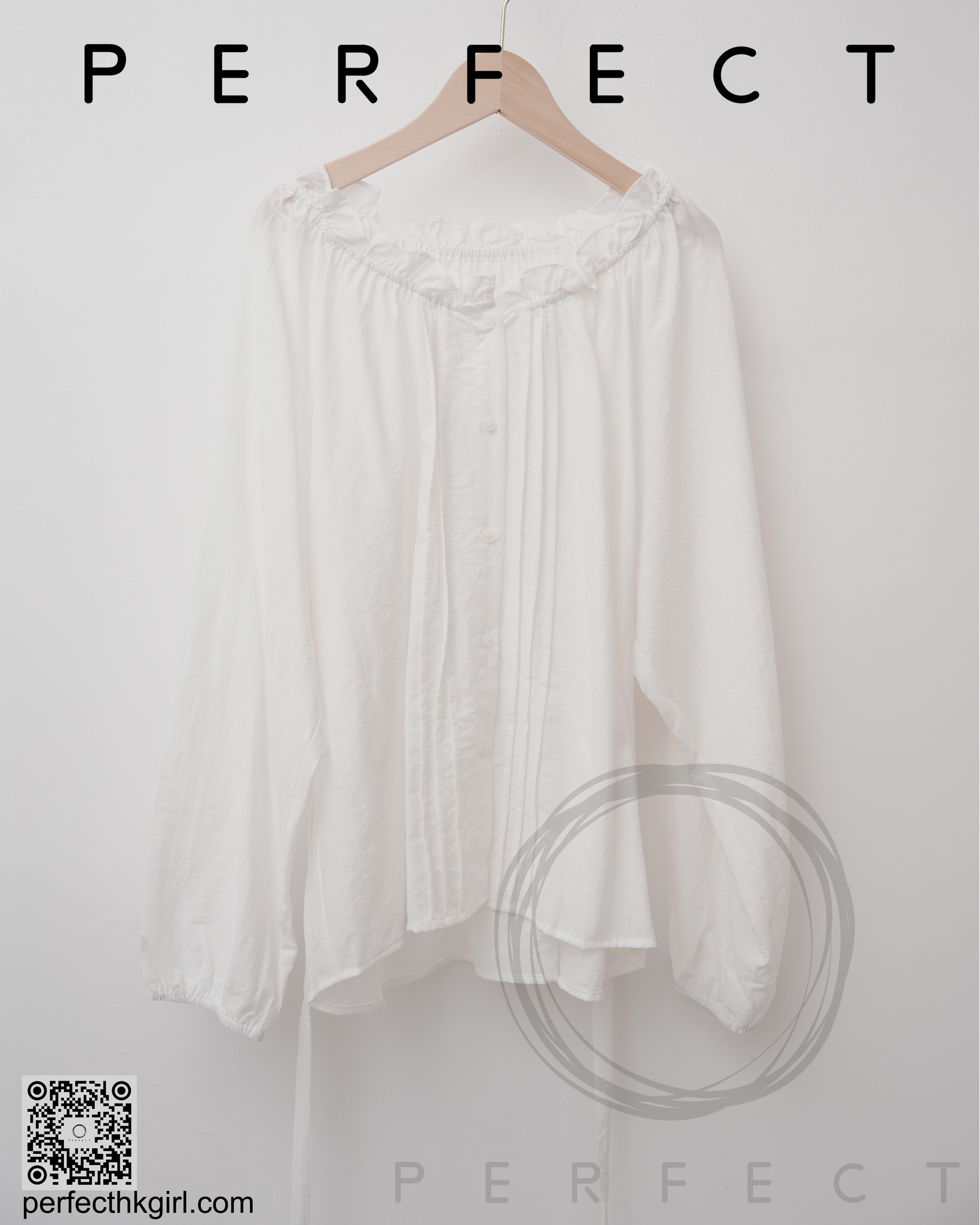 T0025_防皺氣質花領蝴蝶上衣 (純潔白）