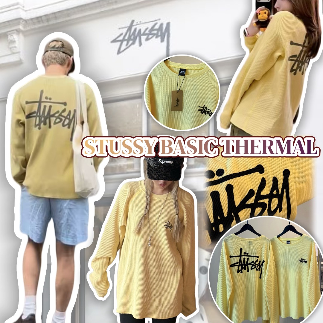 STUSSY BASIC THERMAL 華夫格前後logo長袖Tee