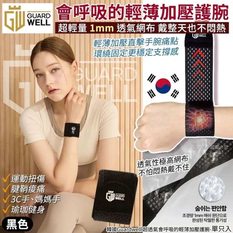 ⏰10/3 🇰🇷 韓國Guardwell超透氣會呼吸的輕薄加壓護腕（單包） (團購約7月初到港)
