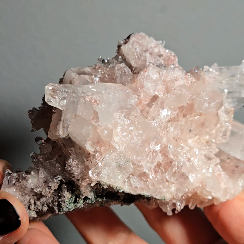 Extra pink Pink Lemurian quartz cluster from Colombia - LQ183