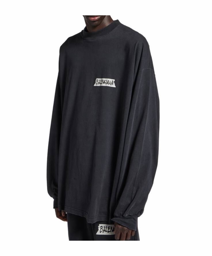 Balenciaga 男士 长袖T恤XS S M L XL XXL码模特身高190CM，穿着S码