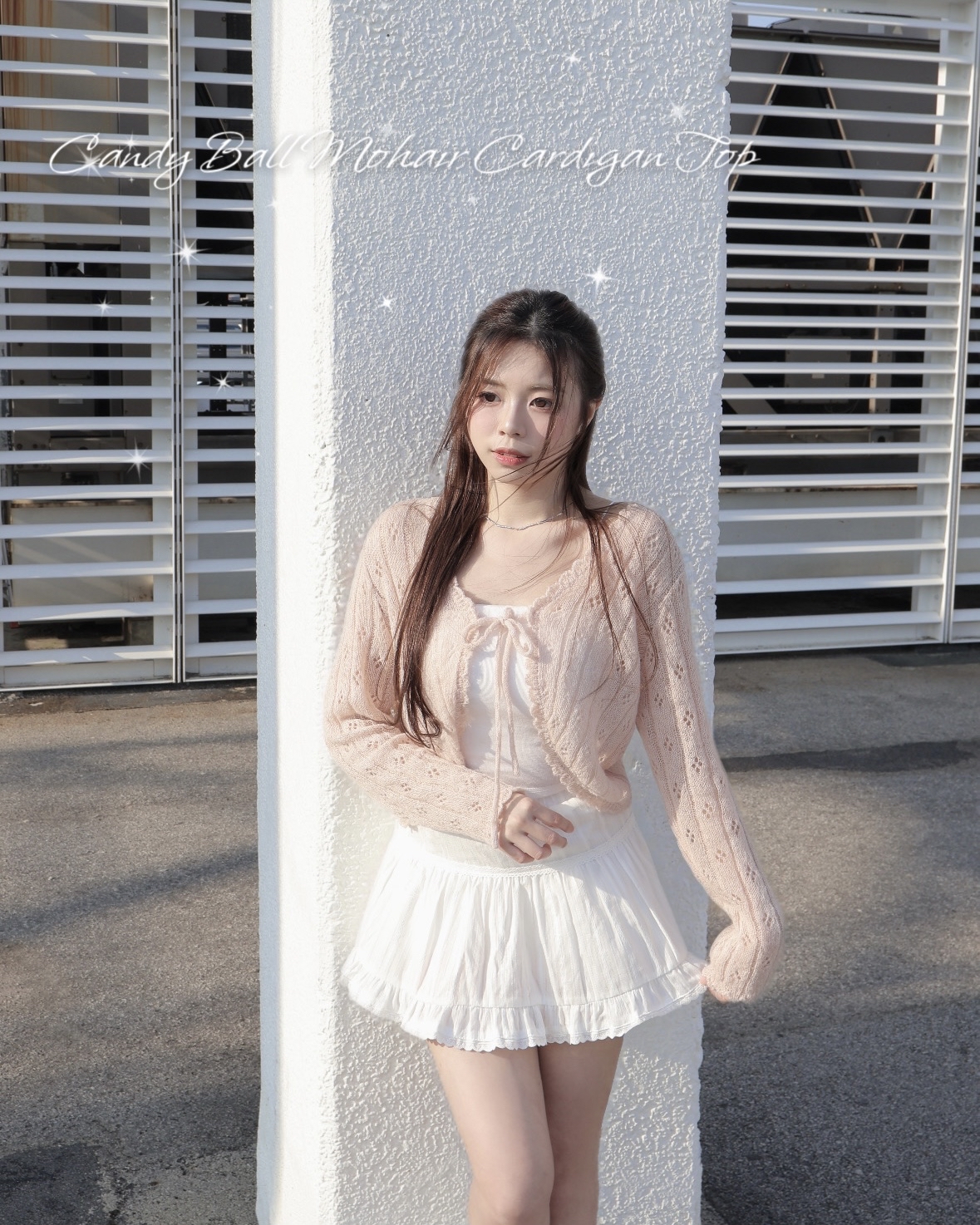 【 🌷一見鍾情の春天色調！精緻小通花鏤空綁帶外套🌸💗 】Candy Ball Mohair Cardogan Top(五色入)