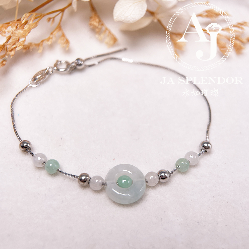 D-36J 天然翡翠A玉 薄荷糖系列純銀手鏈