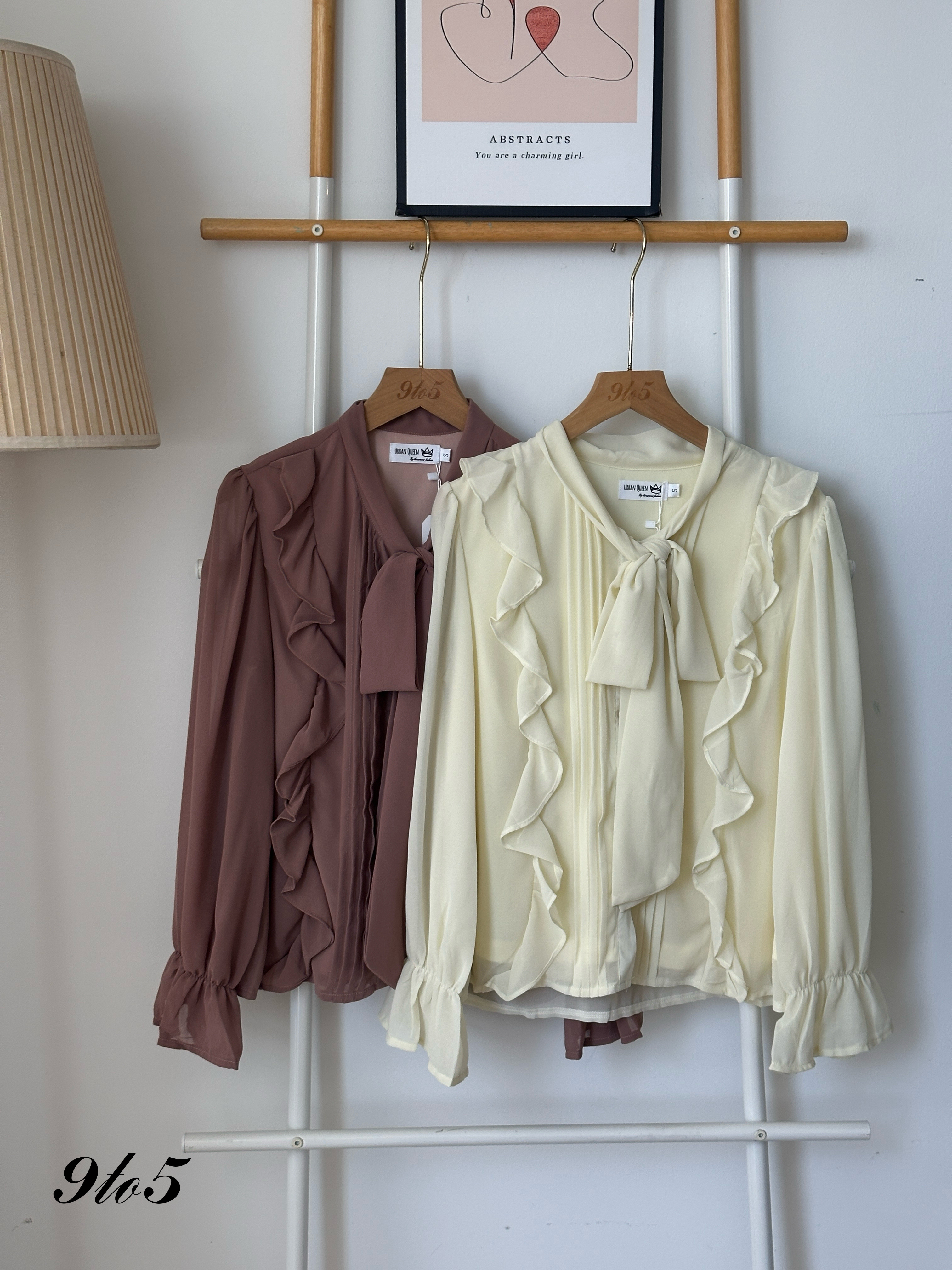 T3990 Bow-tie Ruffle Blouse - 3 Colors