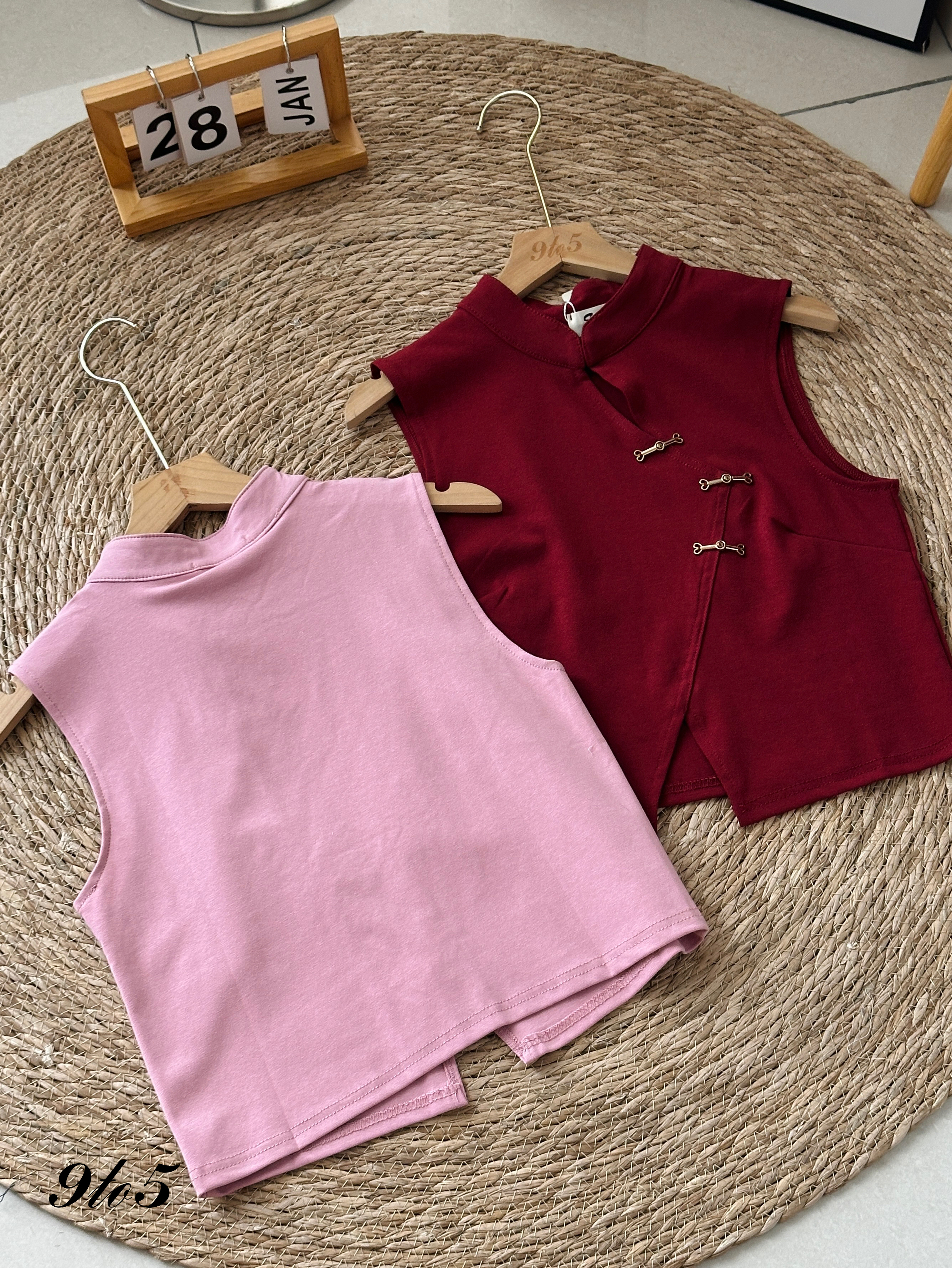 T3936 Sleeveless Cheongsam Top - 4 Colors