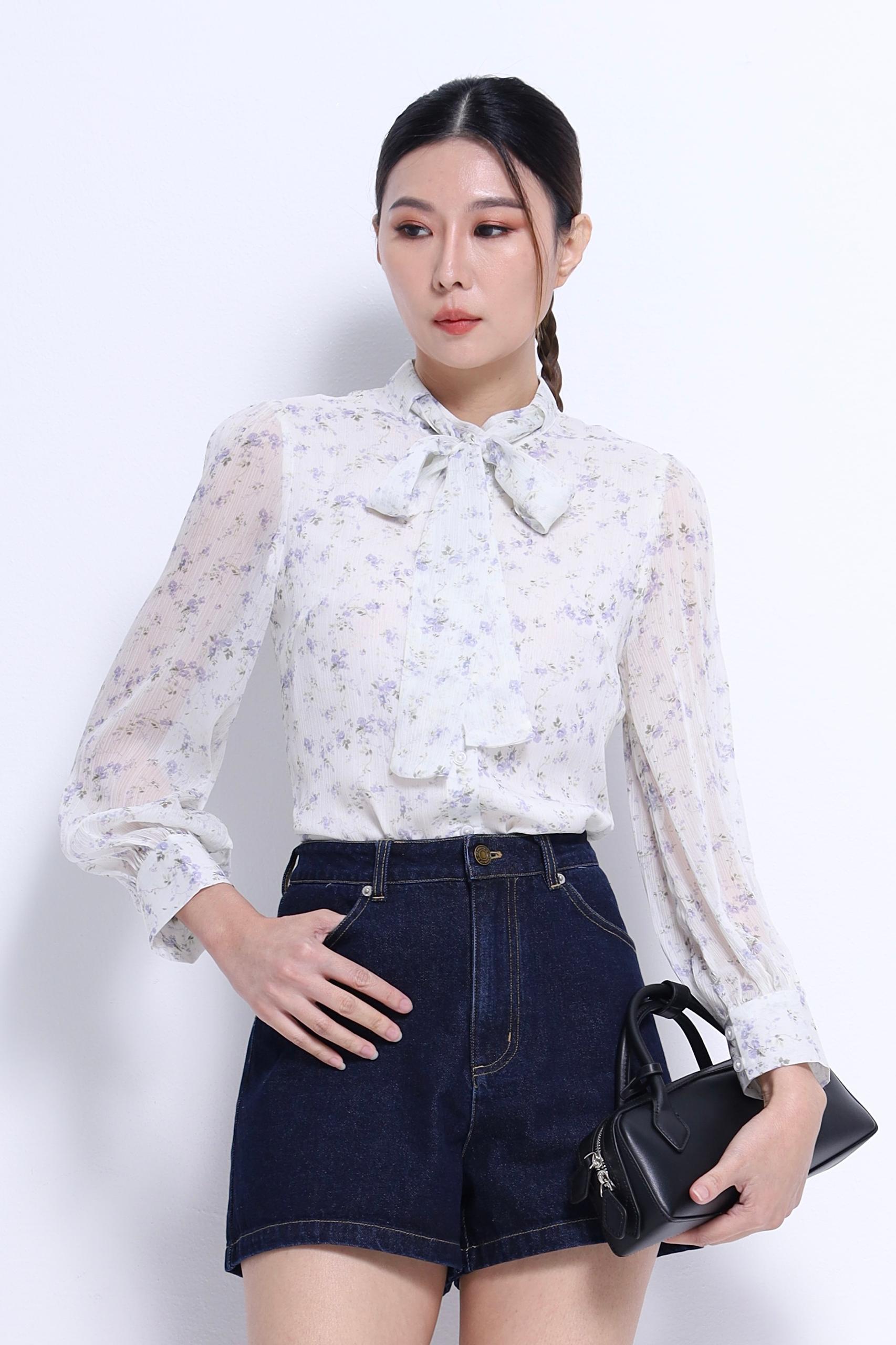 CB2688 Poise Dot Bow Blouse