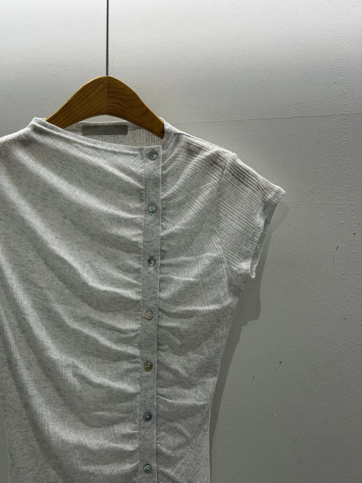 Asymmetric Button Ruched Top