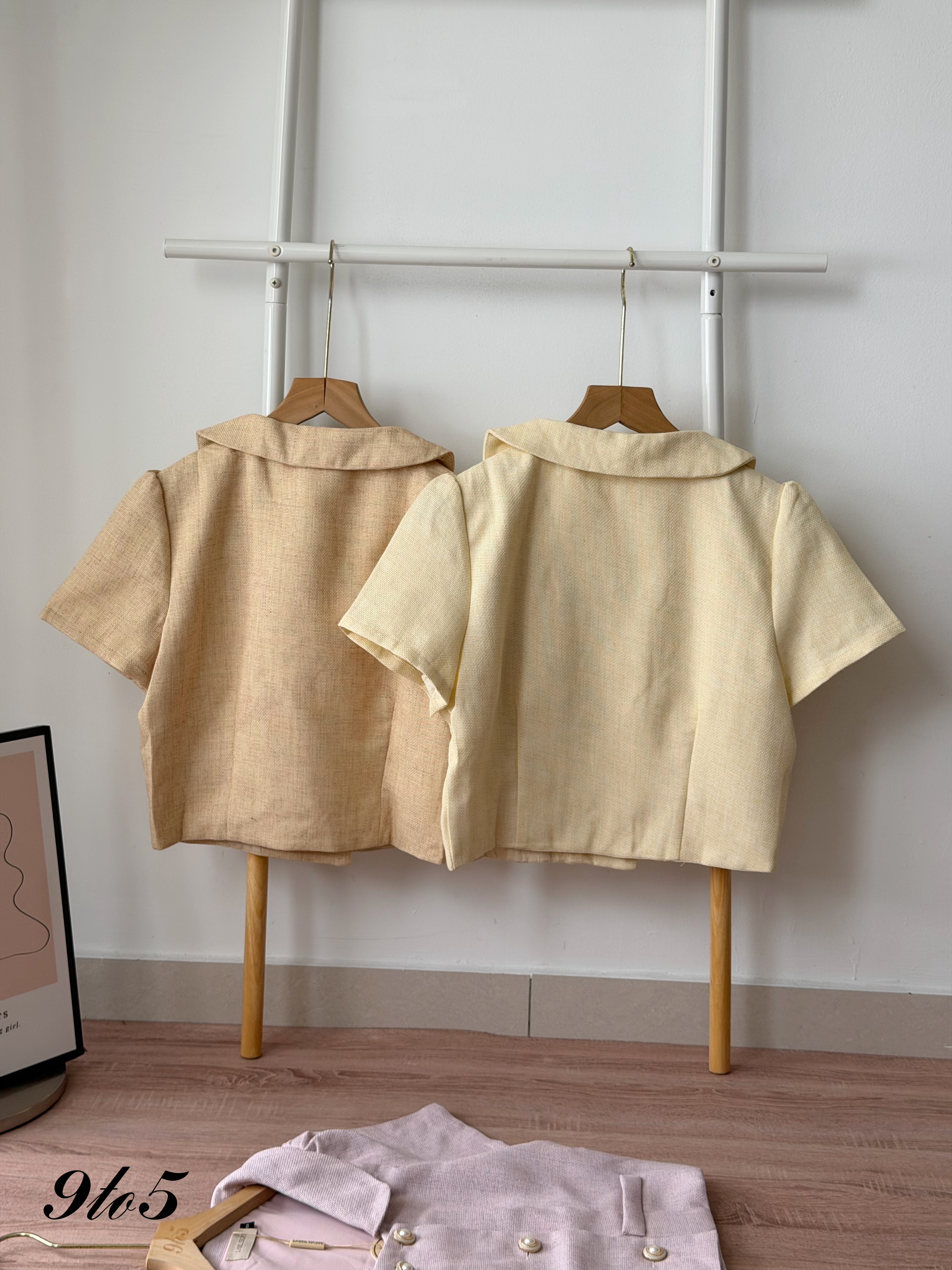 T4529 Puff Sleeve Tweed Blouse - 3 Colors 