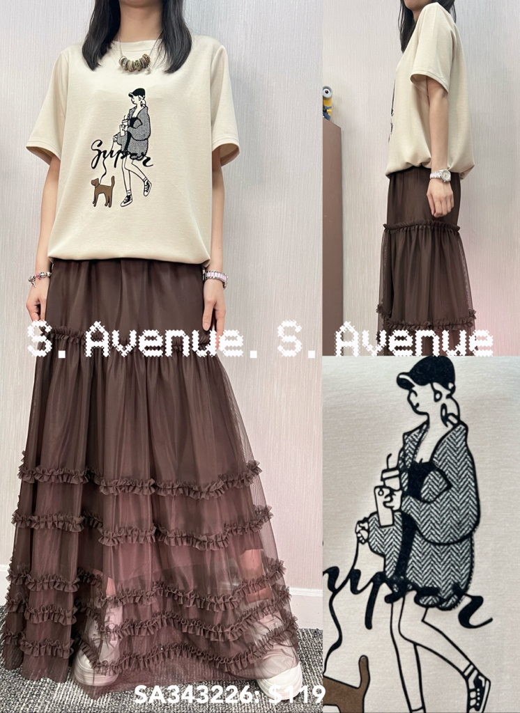 SA343226: 短袖女人圖案束腳tee