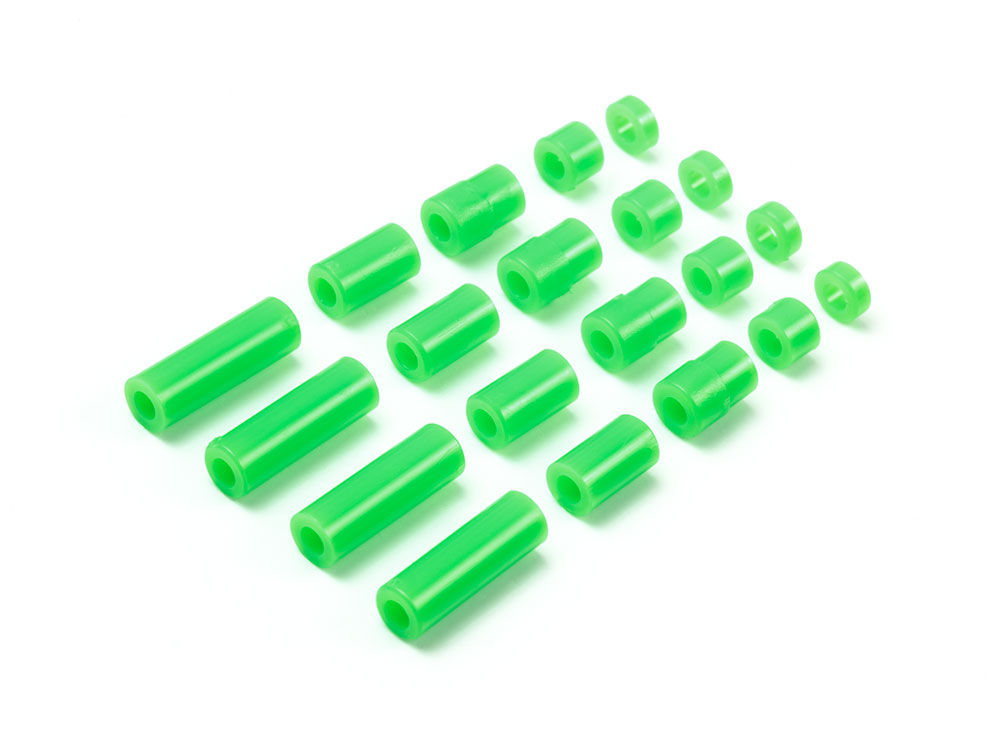 LIGHTWEIGHT PLASTIC SPACER SET (12/6.7/6/3/1.5mm) (FLUORESCENT GREEN)