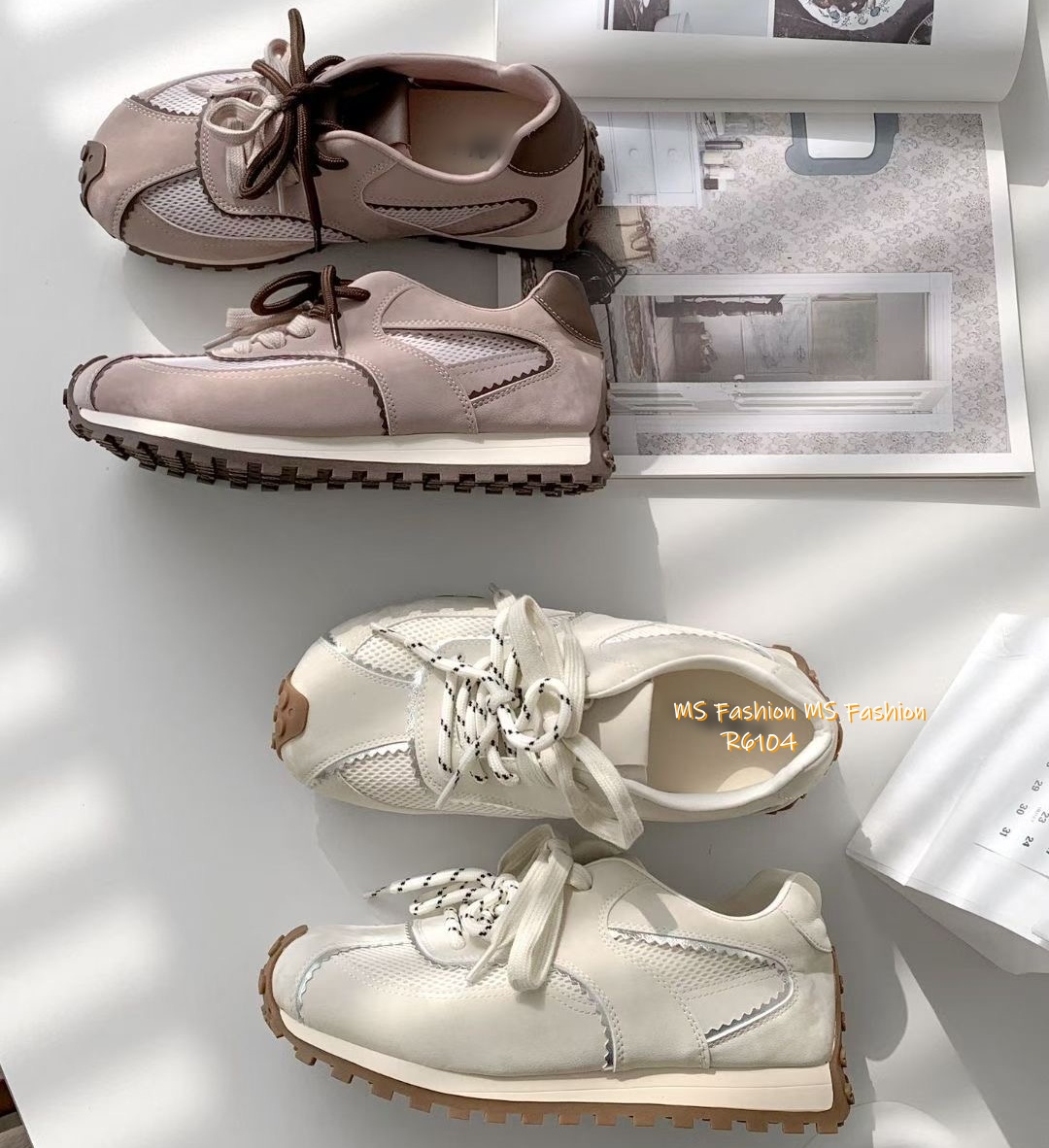 R6104 韓國🇰🇷真皮拼網料Sneakers