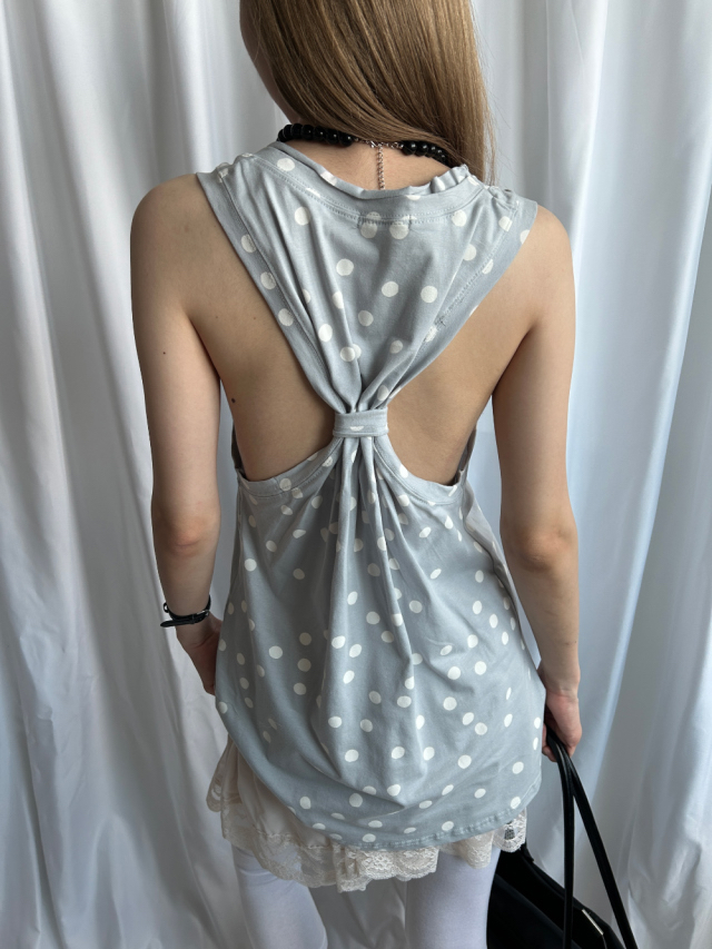 Polka Dot Cutout Tank Top