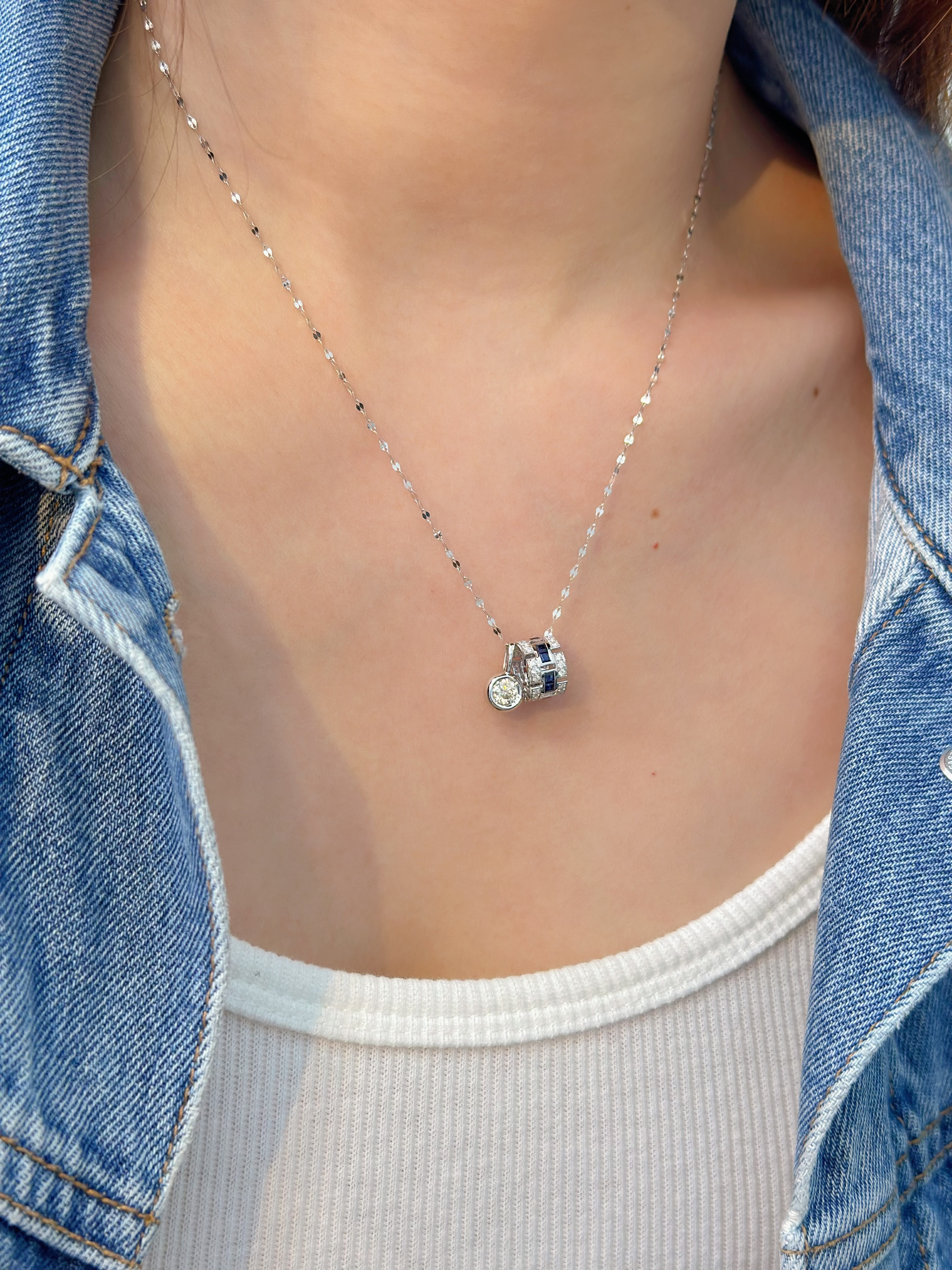 Sapphire Diamond Link Pendant N031352