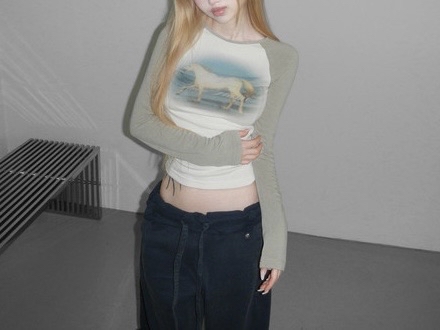 Graphic Raglan Long Sleeve Top