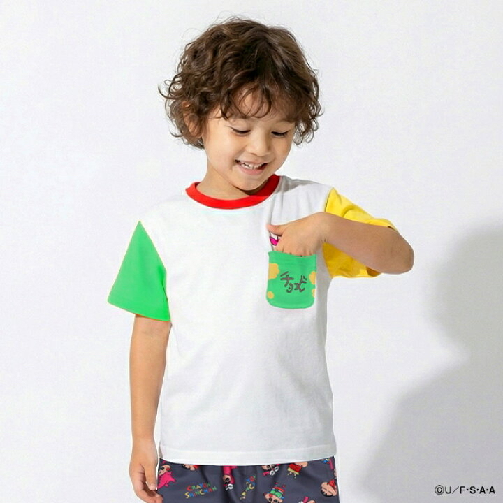 🇯🇵預訂 日本直送🇯🇵Babydoll x蠟筆小新系列兩色人物前後印花口袋撞色短袖T恤