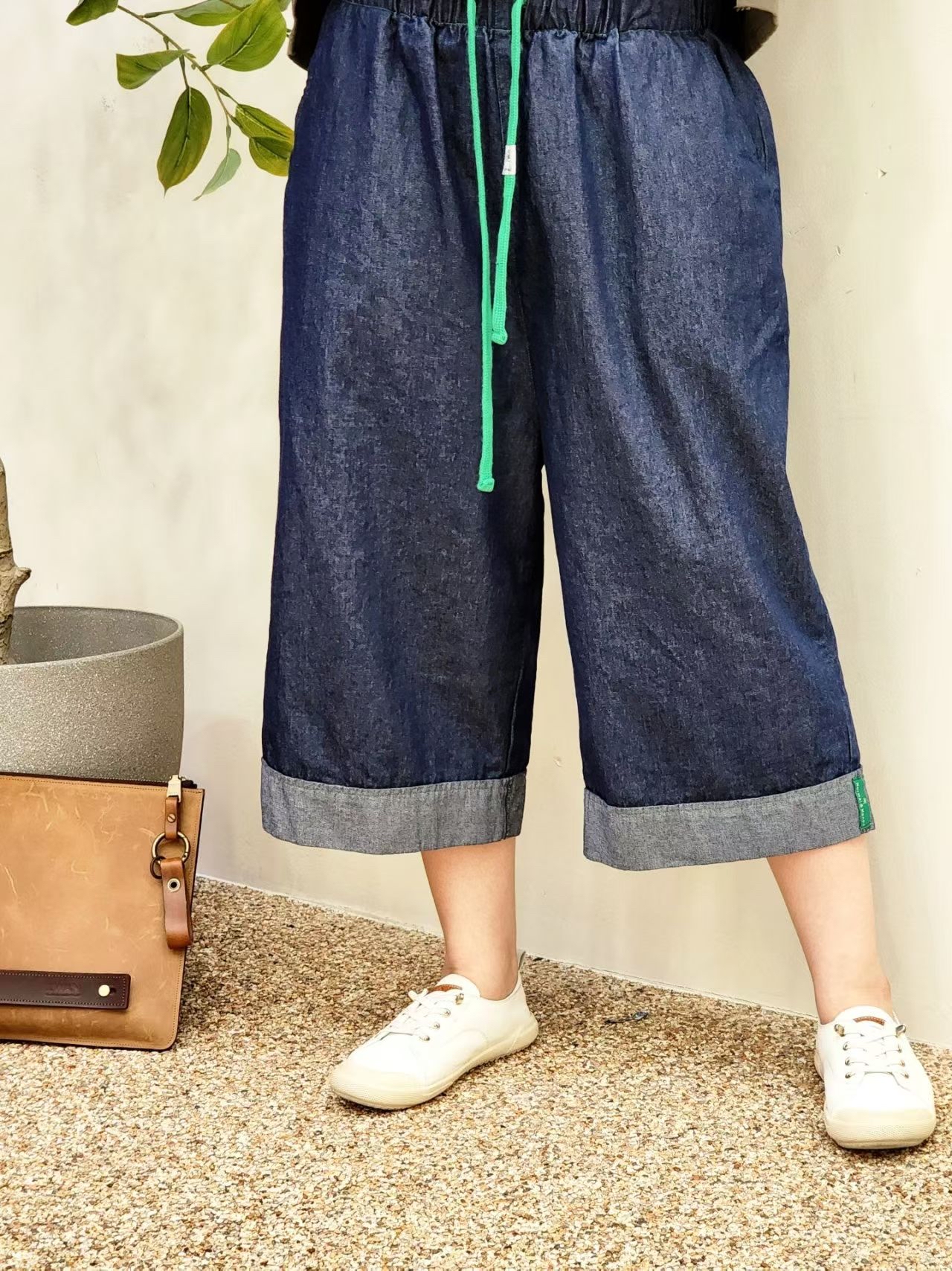 NO OS 薄7分夏日牛褲