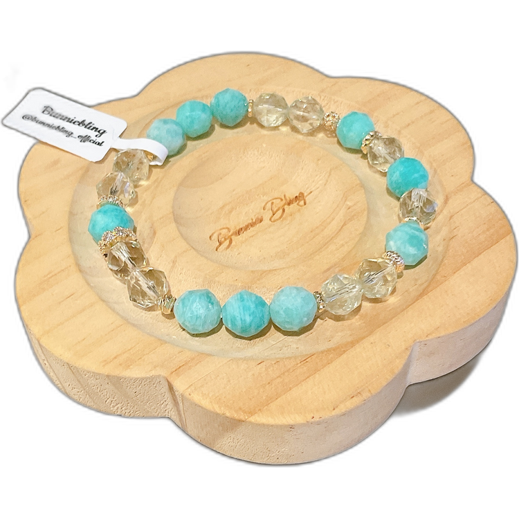 【碧海森息 •希望之流】天河石與綠水晶手串