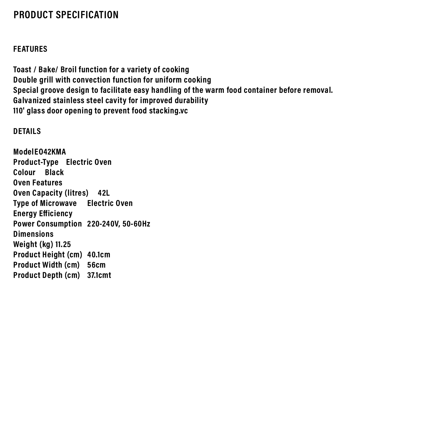 Sharp 42L Rotisserie Electric Oven (EO42KMA)