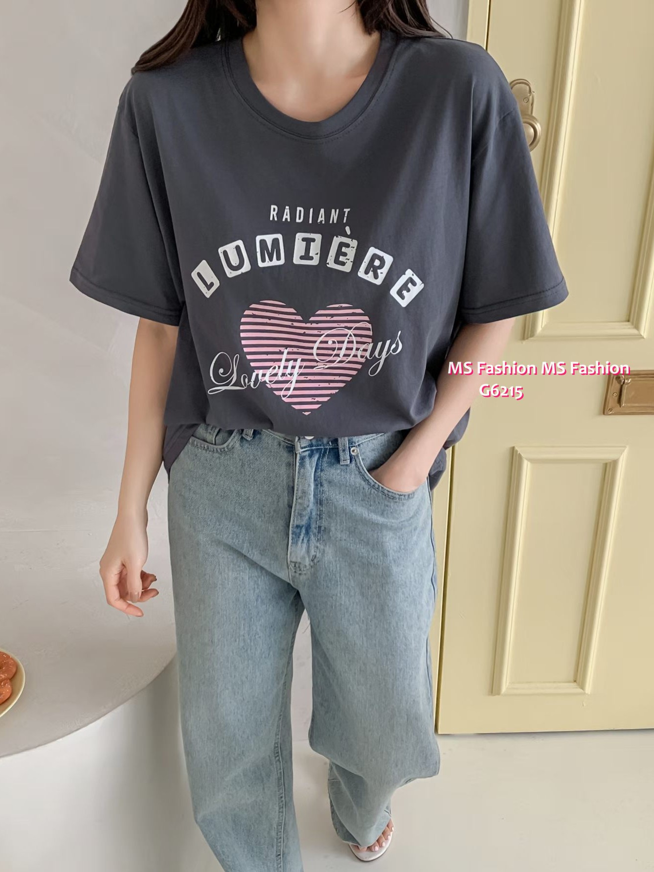 G6215 韓國🇰🇷心心字母tee