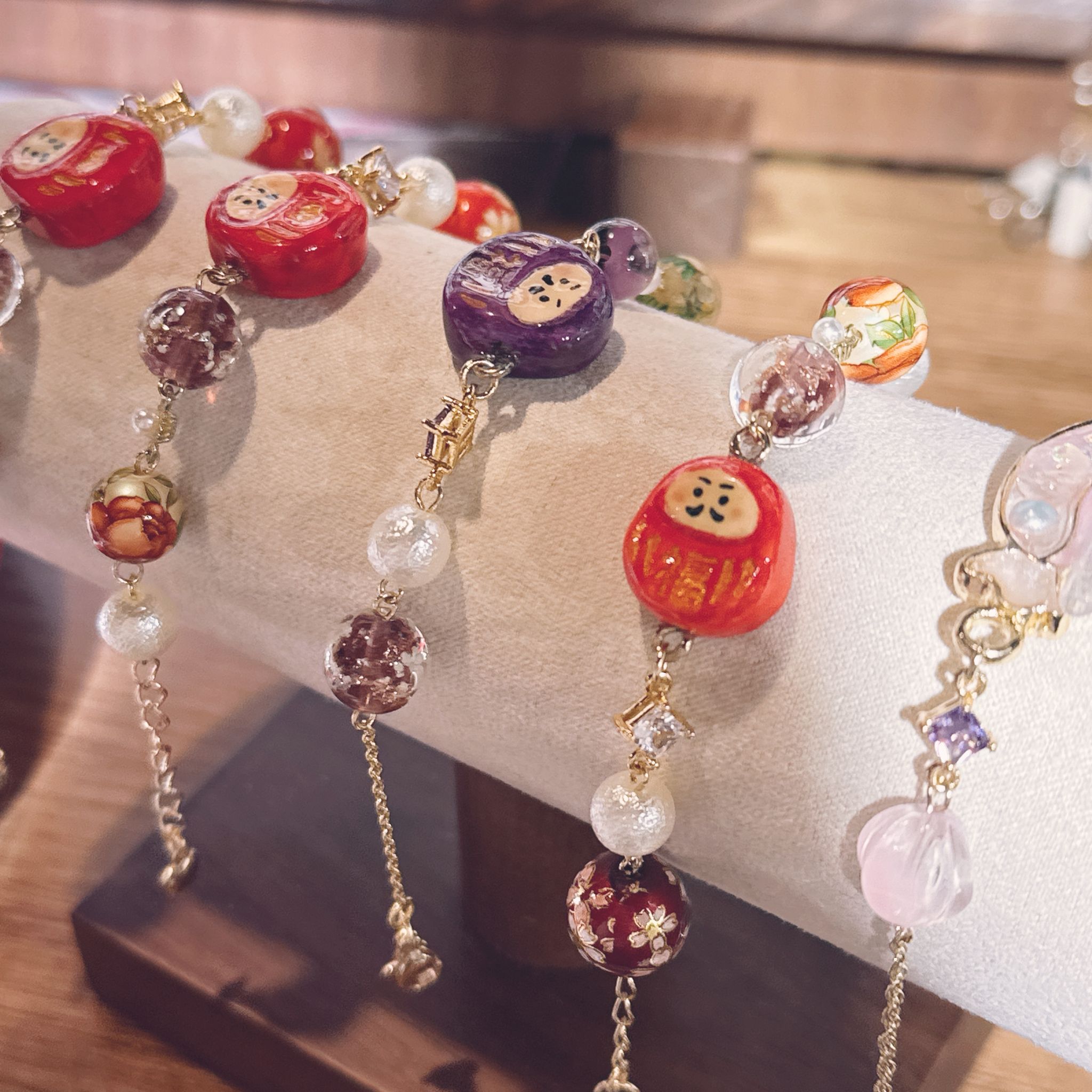 手繪 幸運達摩 14K包金手鏈 可調節