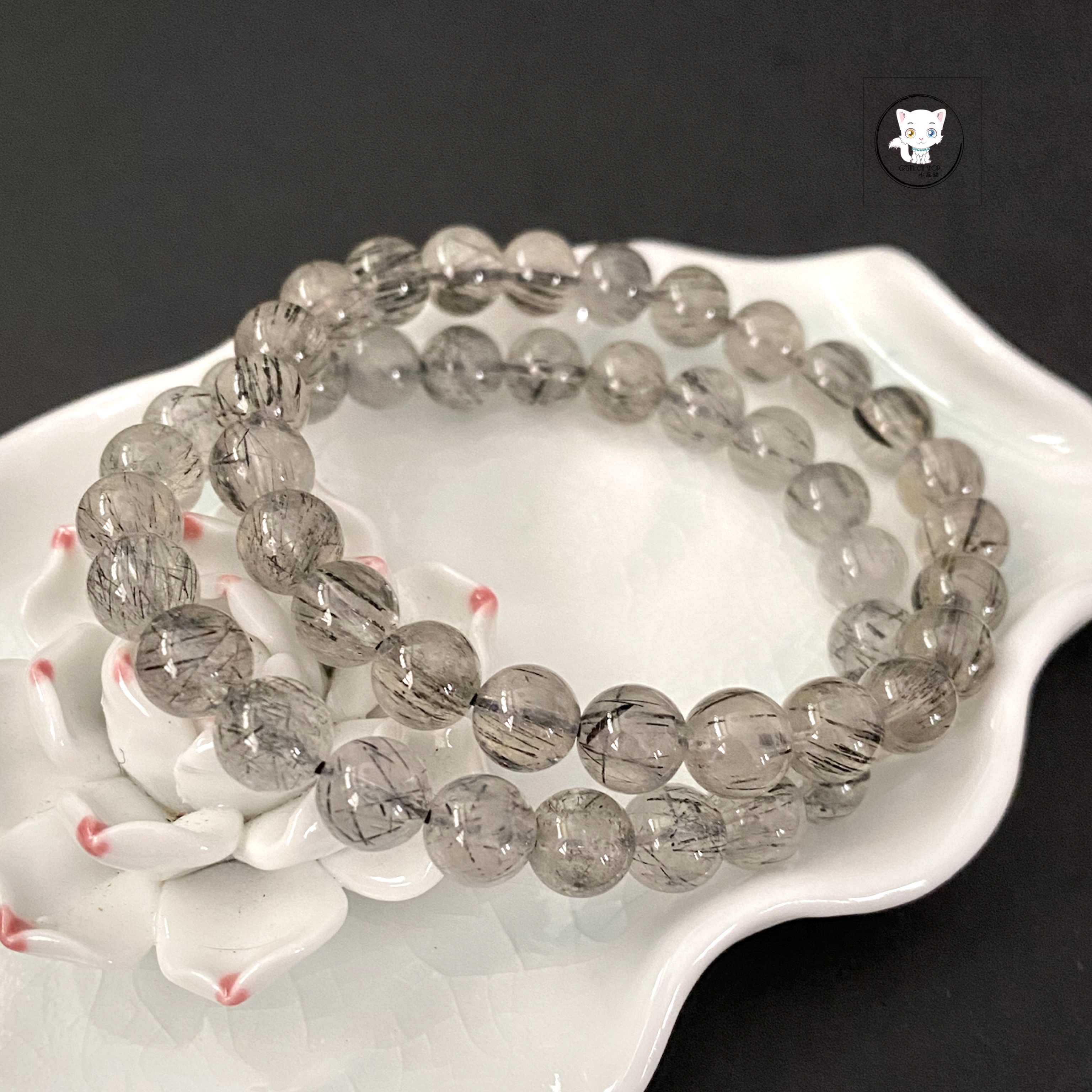 巴西黑髮晶手鏈 8mm