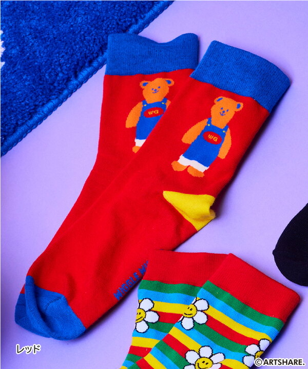 🇯🇵預訂 日本直送🇯🇵Markey’s x Wiggle Wiggle四色趣味圖案印花襪