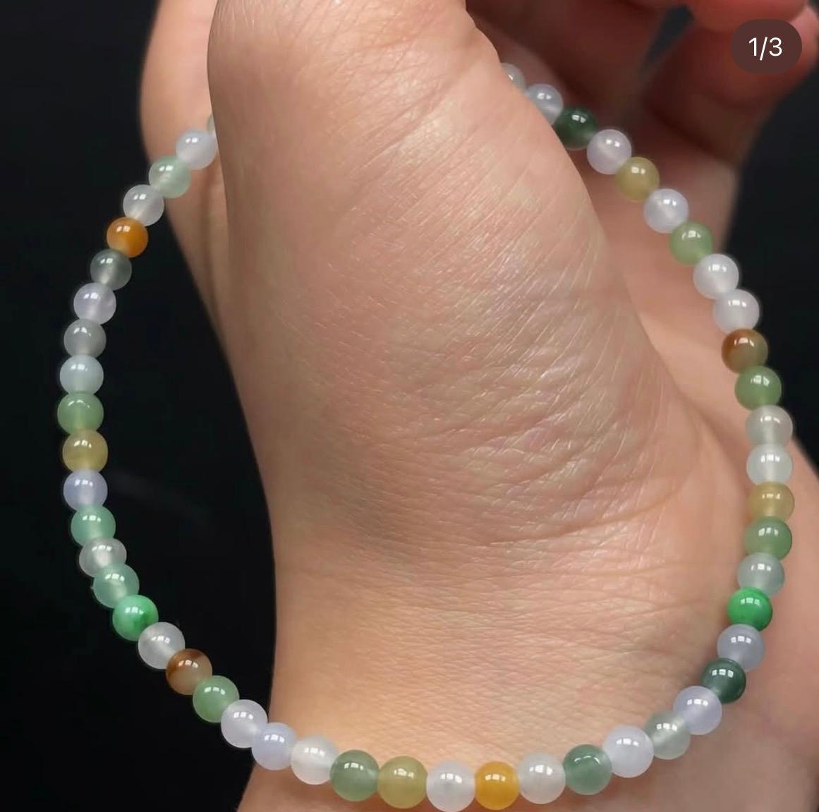 3.5mm冰種翡翠多寶手串