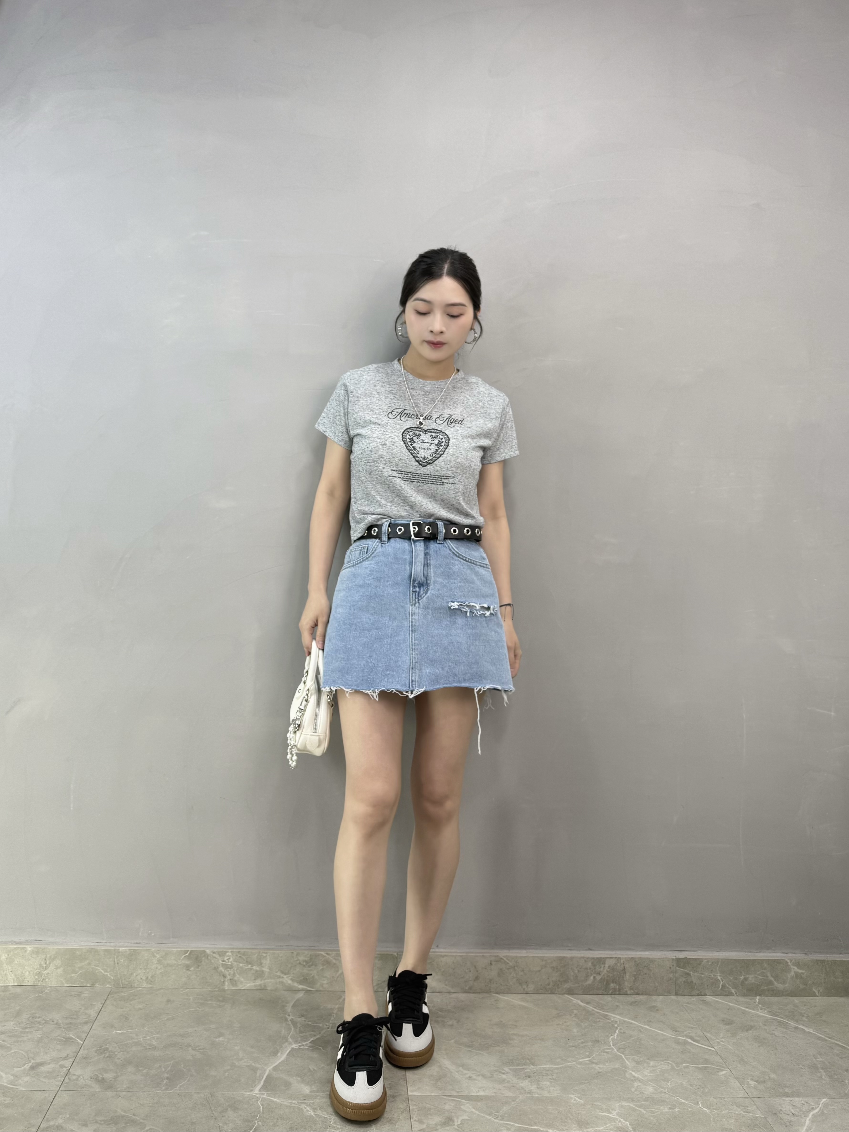 T78 混灰print tee