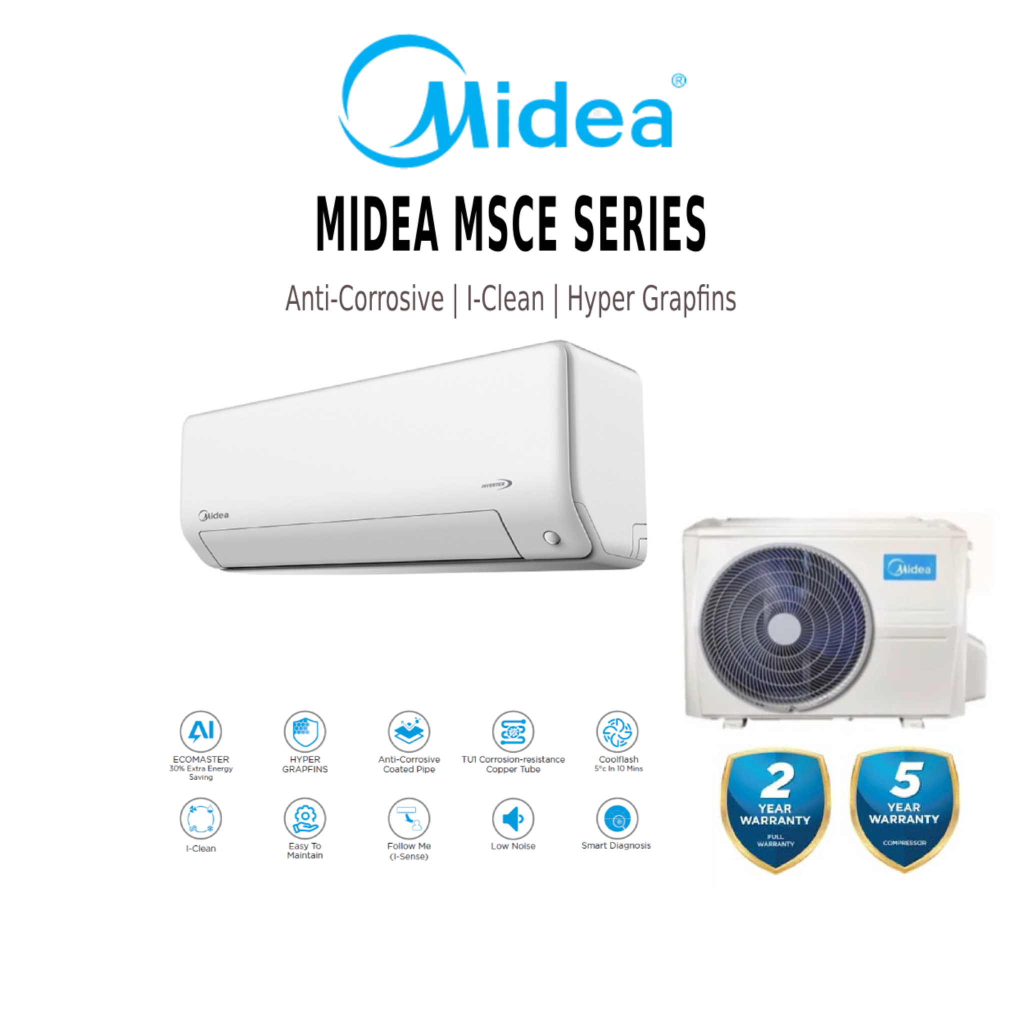 Midea 2.5HP Celest Series Inverter Air Conditioner (MSCE-25CRFN8)