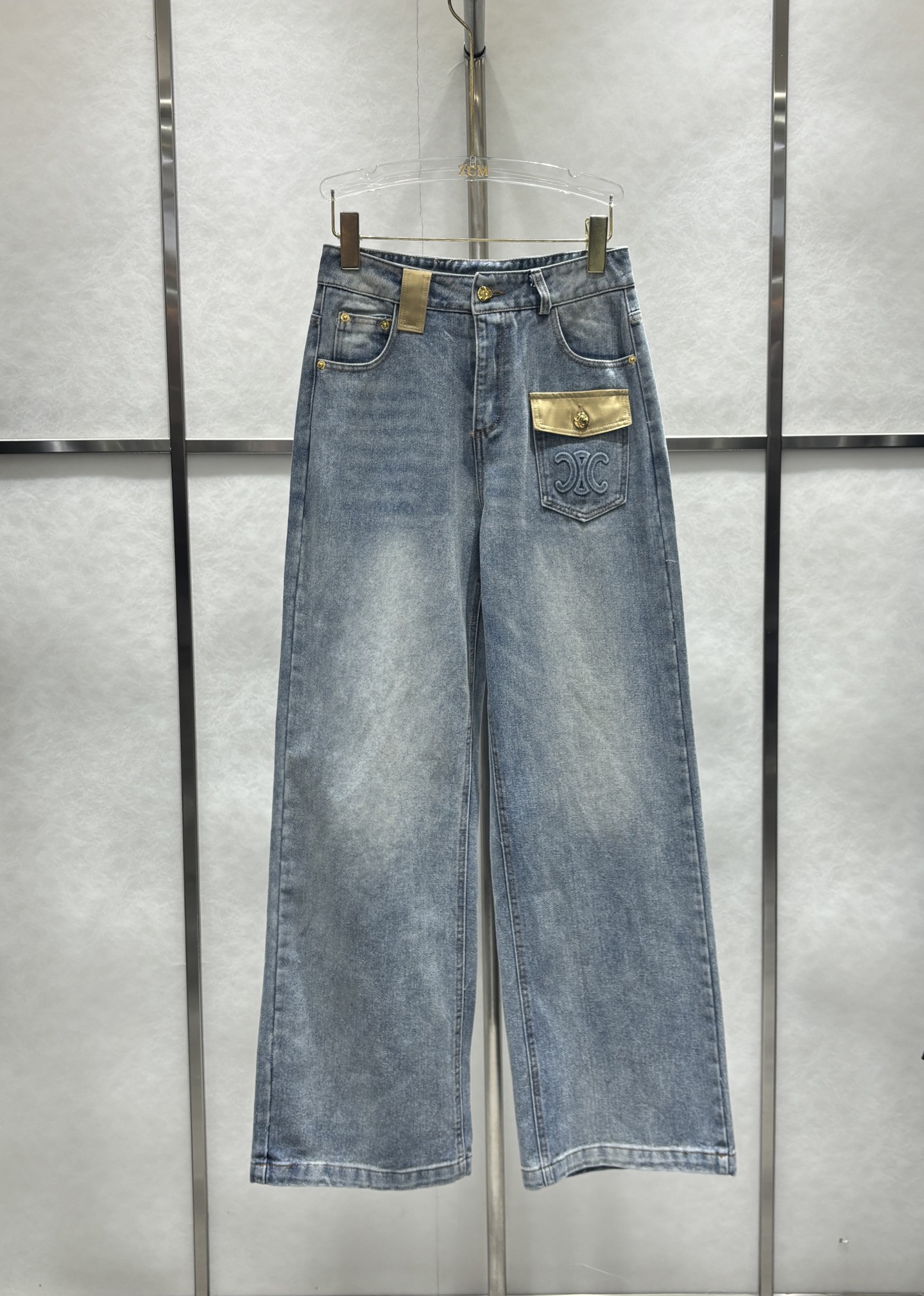 CELINE 定制壓花標誌牛仔褲