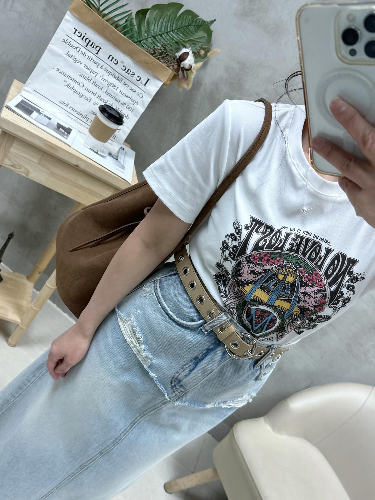 N07 復古花print Tee