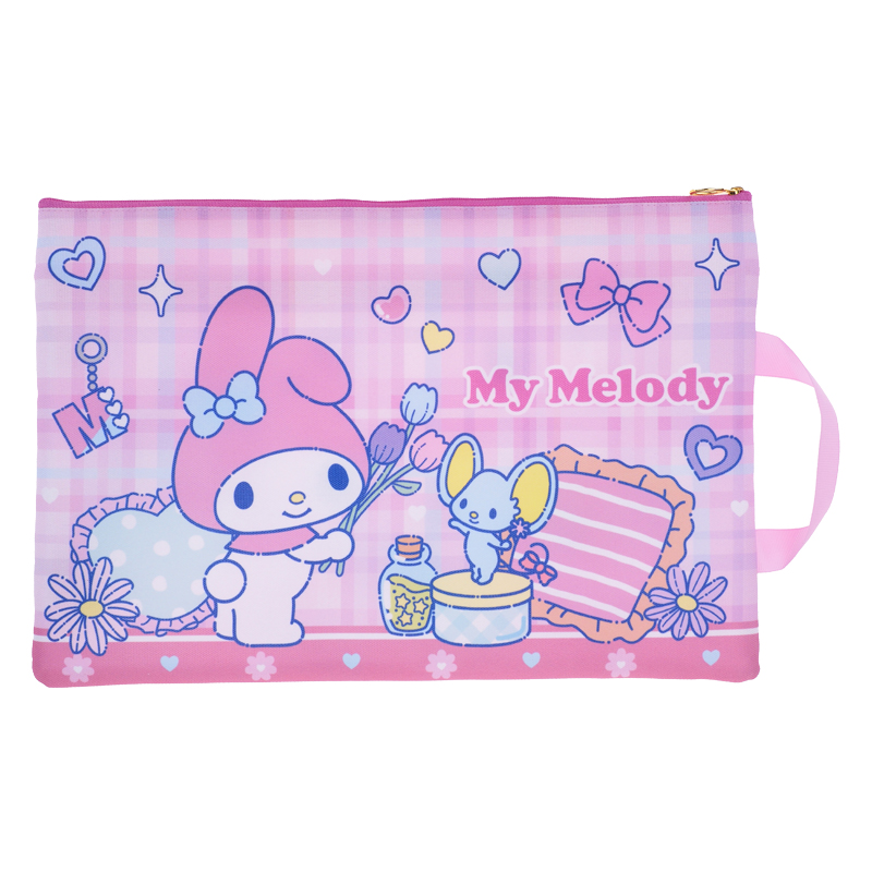 My Melody F4 Double Zipper Fabric Document Bag 雙拉鍊布文件袋連手挽