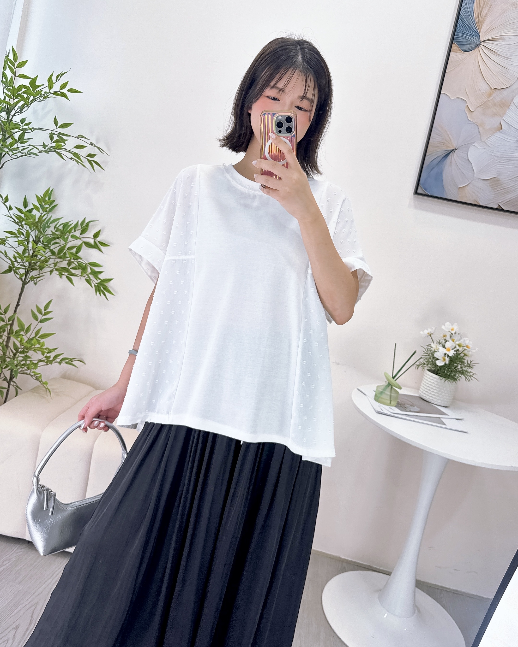 超舒服柔軟拼波點棉布上衣 2色