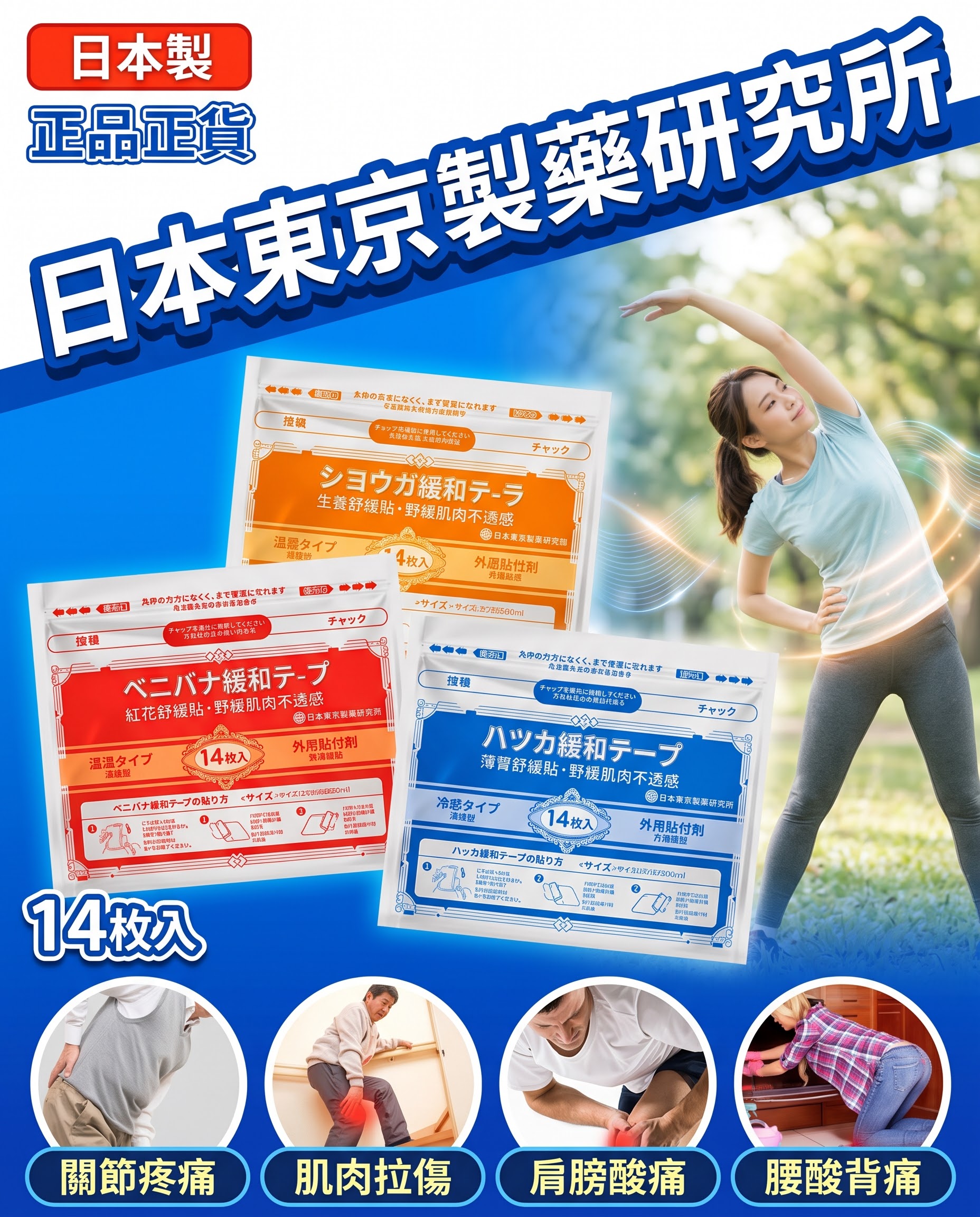 日本東京製藥研究所 舒緩貼套裝｜紅花＋生薑＋薄荷